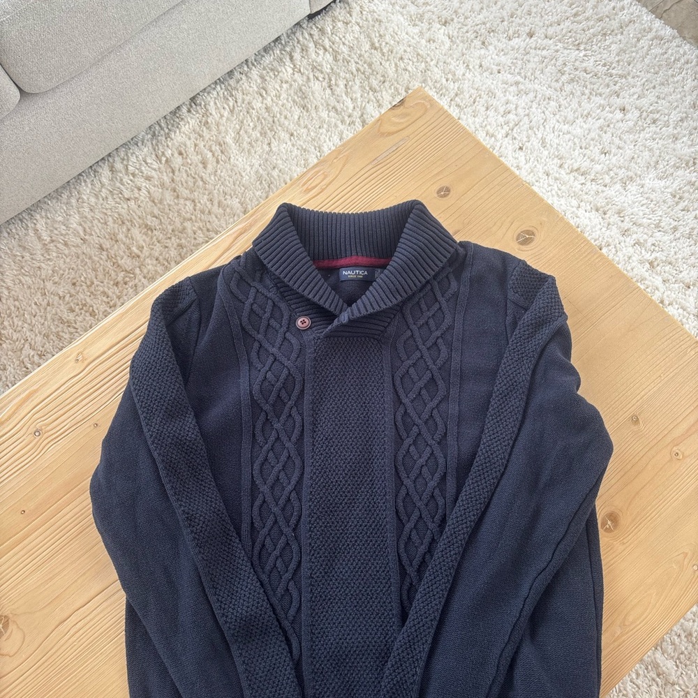 Men's Navy Nautica Cable Knit Sweater Size L